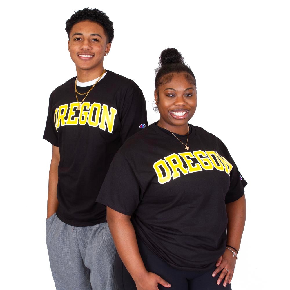 Arched Oregon, Champion, Black, Crew Neck, Cotton Blend, Men, T-Shirt, 942064